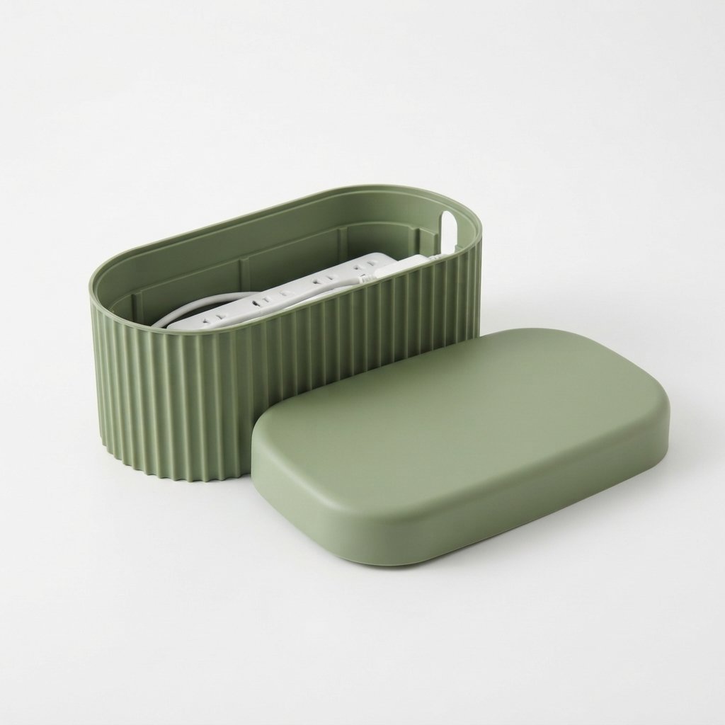 Kabelbox met deksel – geribbeld design, 33 cm