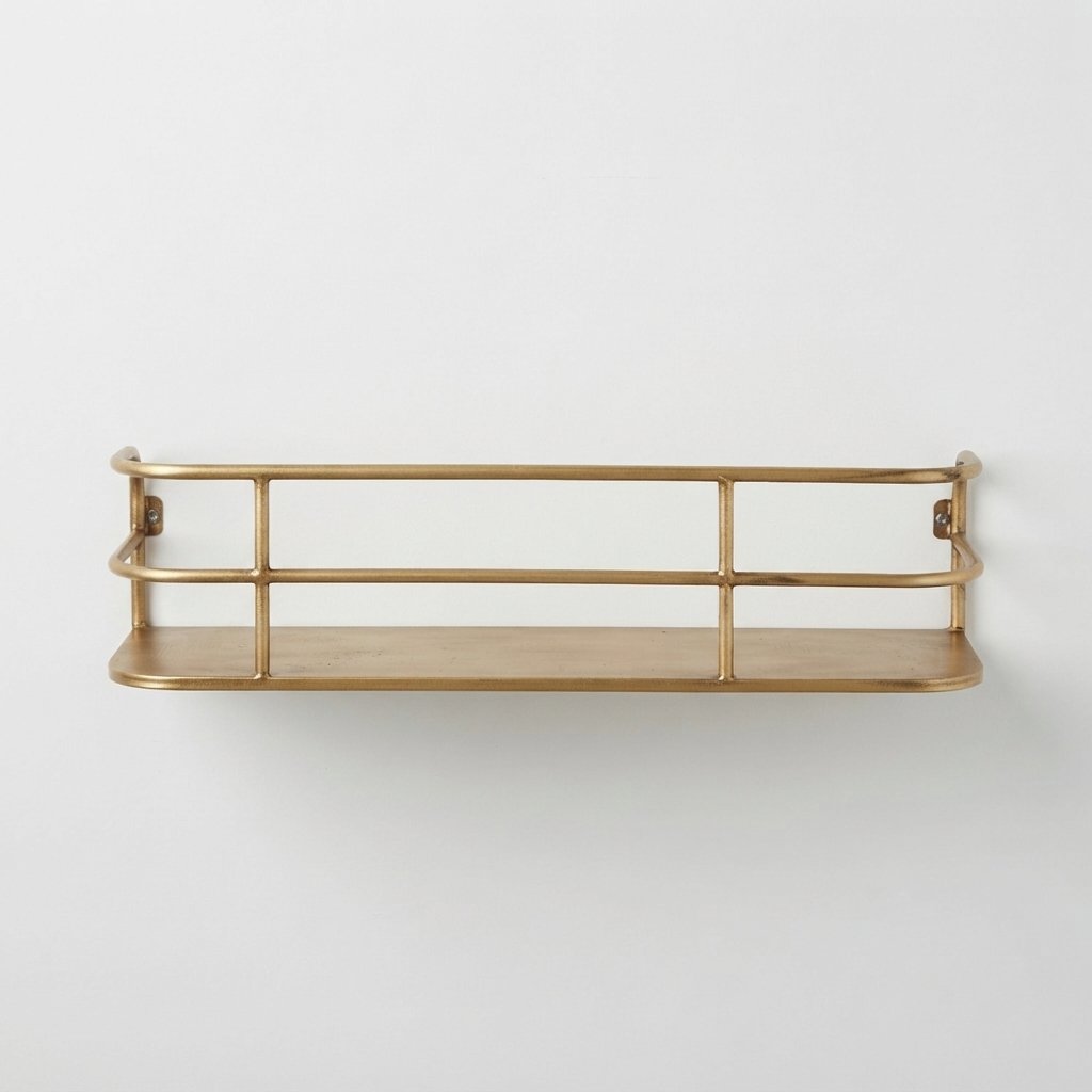 Wandplank industrieel metaal messing goud 55 cm