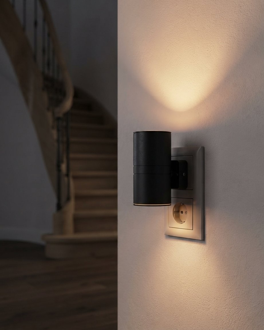 Dimbare stopcontactlamp met dag-nachtsensor – warm wit