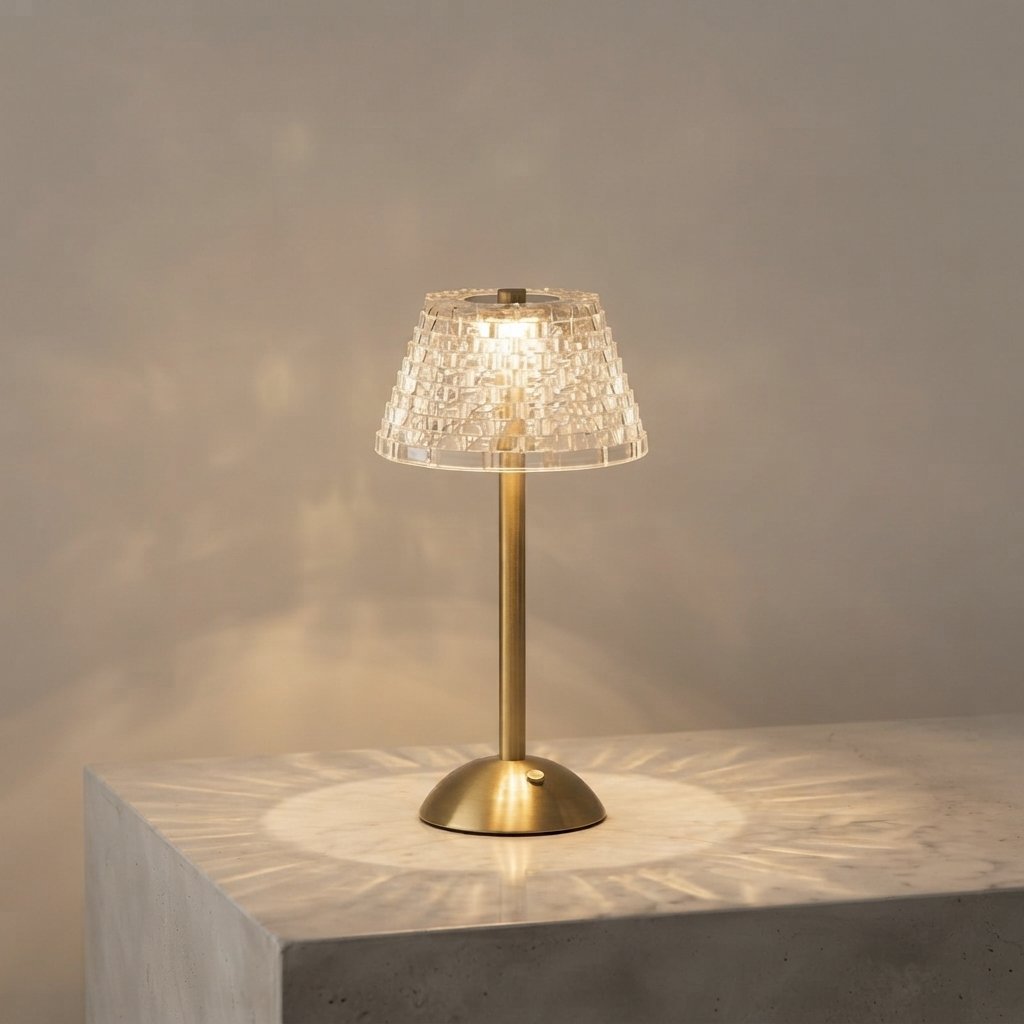 Draadloze vintage tafellamp met glazen kap – oplaadbaar — Marilyn