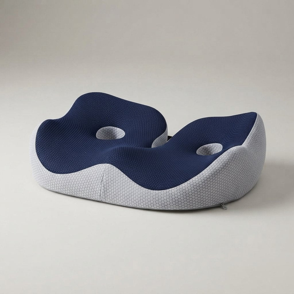 Ergonomisch zitkussen memory foam met zitbeenontlasting — Blauw