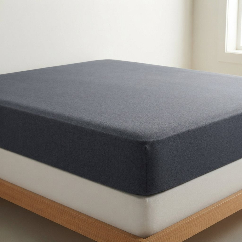 Hoeslaken bamboevezel – ademend en vochtafvoerend, 90×200 cm — Donkergrijs