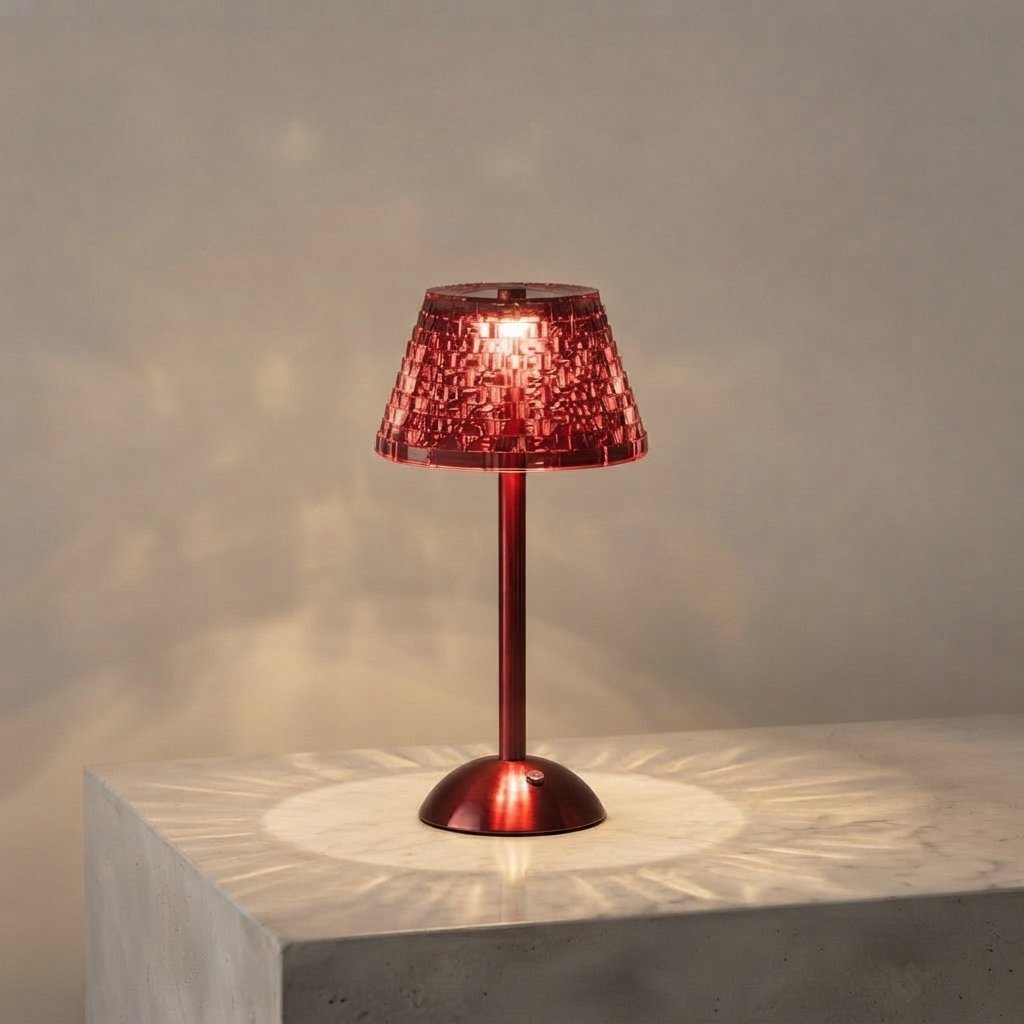 Draadloze vintage tafellamp met glazen kap – oplaadbaar — Scarlett