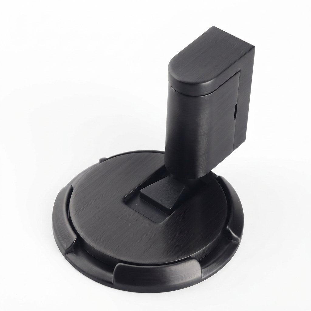 Vloerdeurstopper met push-lock mechanisme, zinklegering — Zwart