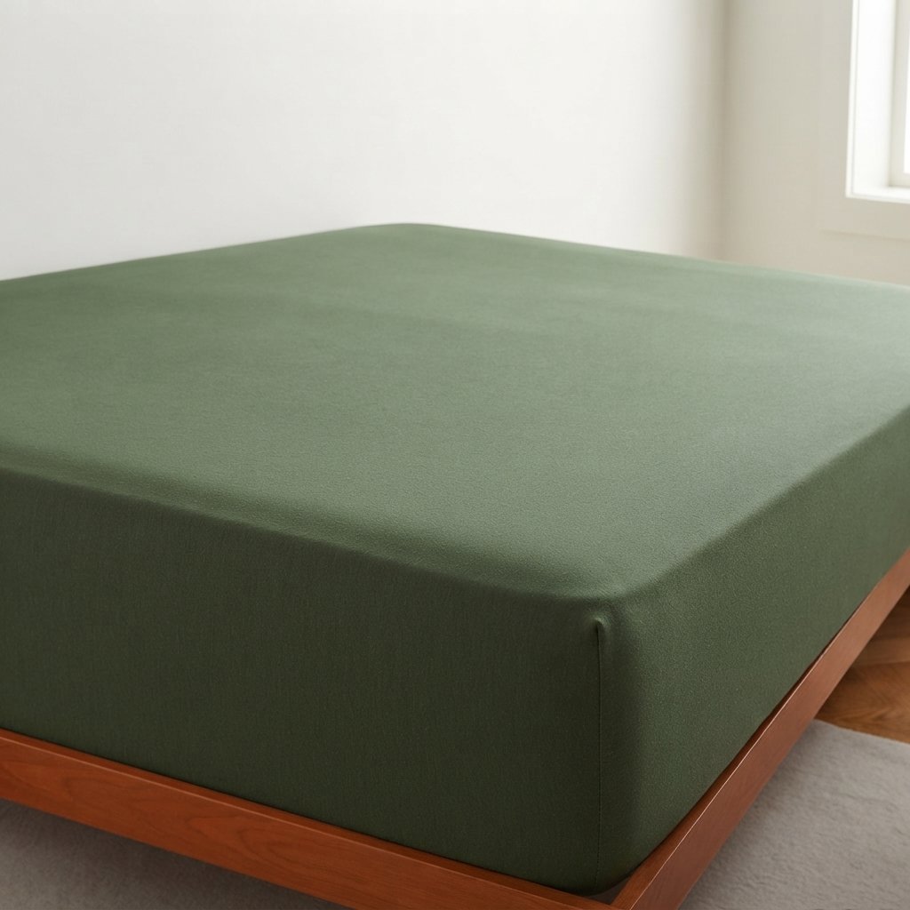 Hoeslaken bamboevezel – ademend en vochtafvoerend, 90×200 cm — Olijfgroen