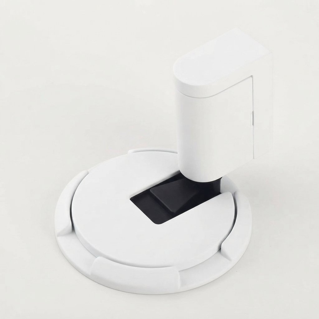 Vloerdeurstopper met push-lock mechanisme, zinklegering — Wit