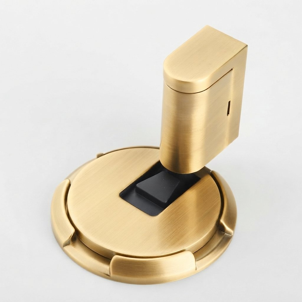 Vloerdeurstopper met push-lock mechanisme, zinklegering — Goud